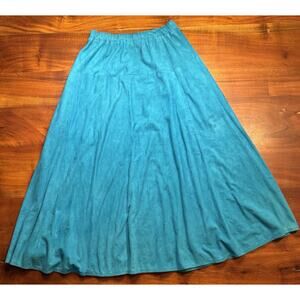 Vintage Char and Sher MILAGRO collection Teal Suede Leather A Line Skirt Sz S